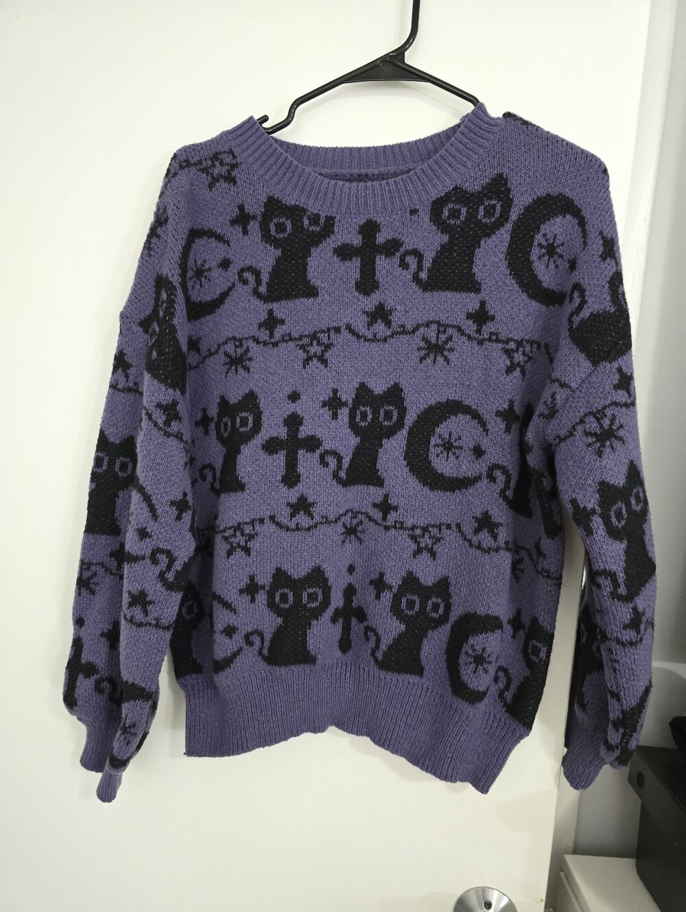 Purple Cat Motif Sweater - Women